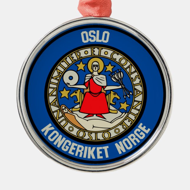 Oslo Round Emblem Ornament Aus Metall (Vorne)