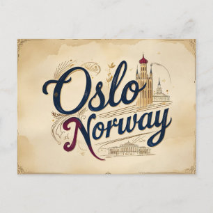 Oslo Vintage Skyline Postkarte