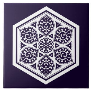 Osmanisch-türkische Weiße Blaue Ware Rosette Orien Fliese