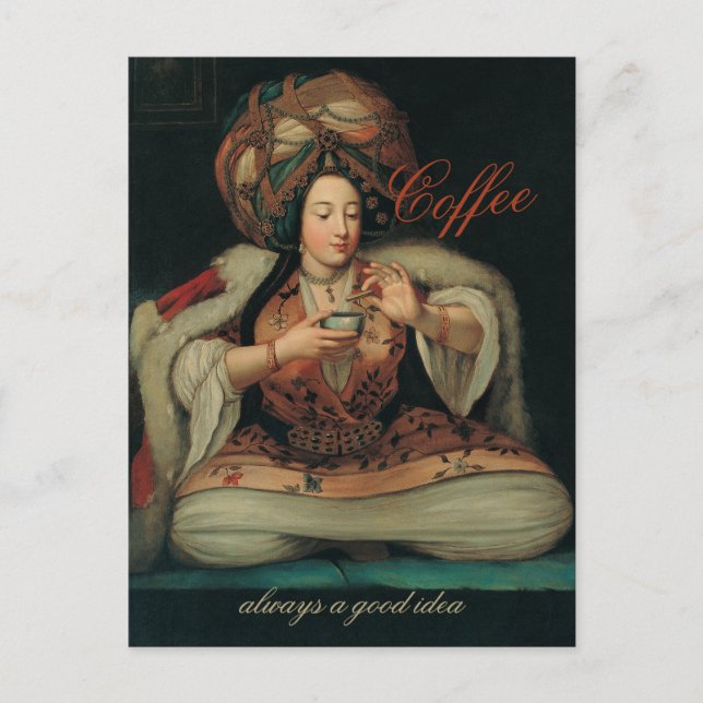 Osmanische Dame genießt Kaffee CC0266 Postkarte (Vorderseite)
