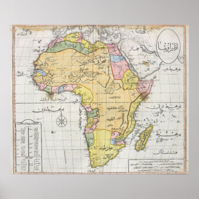 Osmanische Karte Afrikas (1803) Poster (Vorne)