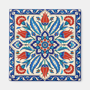 Osmanischer Stil Blau-Rot Tulpenmuster Magnet