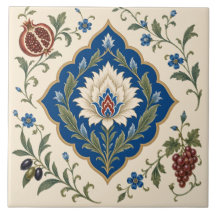 Osmanisches Iznik-Blumenmuster | Blaues Botanische