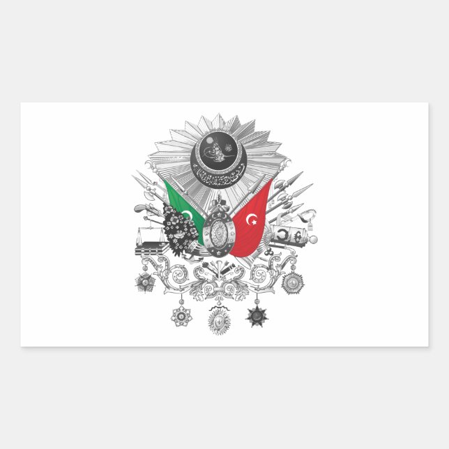 Osmanisches Reich Graustufen-Wappen Rechteckiger Aufkleber (Vorderseite)