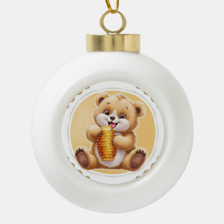 oso comiendo miel keramik Kugel-Ornament