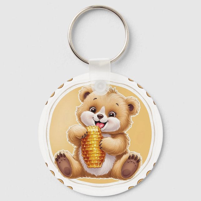 oso comiendo miel schlüsselanhänger (Vorderseite)
