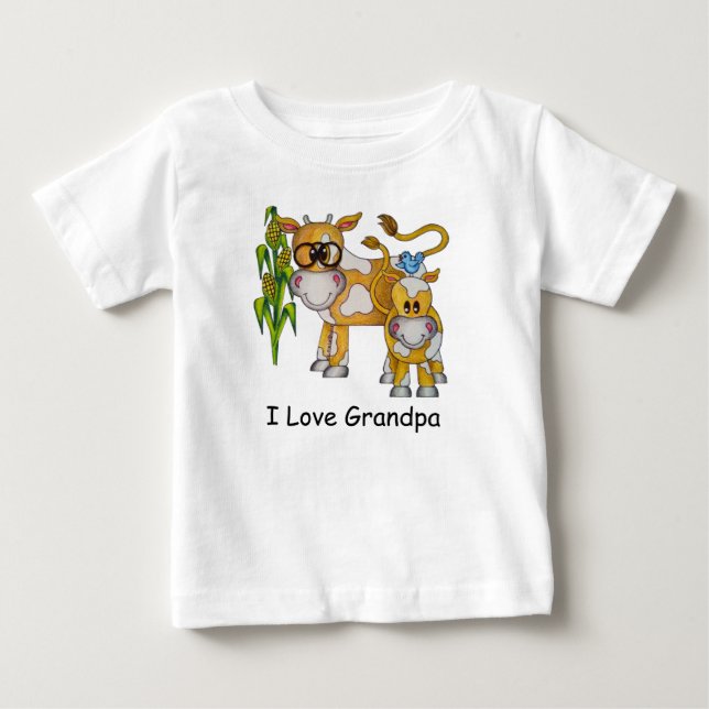 OSO Niedlich "I Liebe Opa" Kuh Baby Romper Baby T-shirt (Vorderseite)