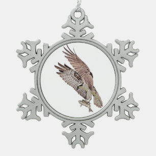 Osprey mit Fisch Schneeflocken Zinn-Ornament