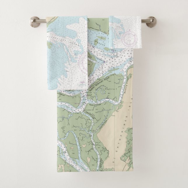 Ossabaw und St Catherines Sounds Chart 11511 Badhandtuch Set (Insitu)