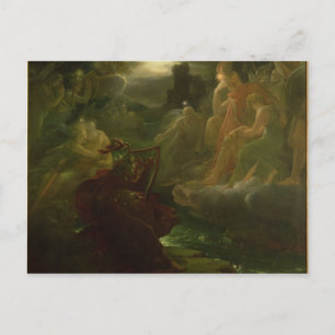 Ossian, der die Geister des Flusses beschwört Postkarte