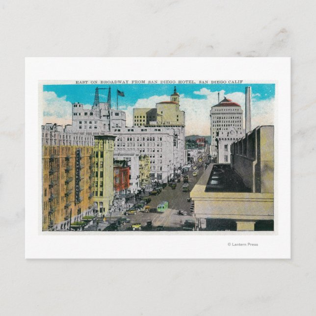 Ost am Broadway vom San Diego Hotel Postkarte (Vorderseite)