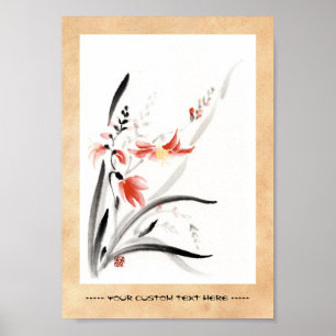 Ost-Chinesische Sumi-e Tintenfarbe Blume Poster