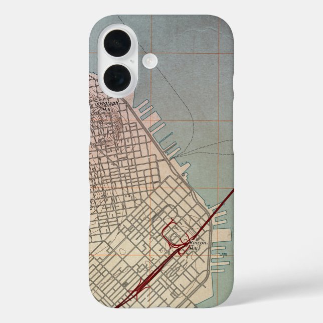 Ost-San Francisco Topografische Karte iPhone 16 Hülle (Rückseite)
