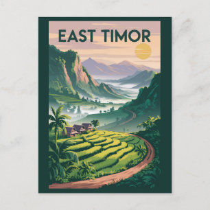 Ost-Timor Fields Illustration Travel Art Vintag Postkarte