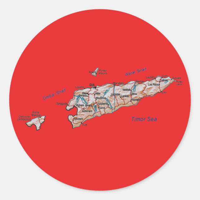 Ost-Timor-Karte Runder Aufkleber (Vorderseite)