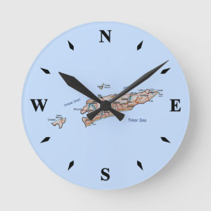 Ost-Timor-Kartenschalter Runde Wanduhr