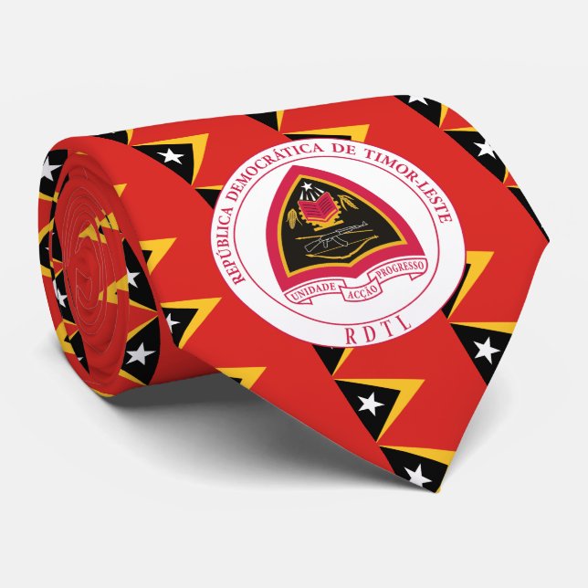 Ost-Timorische Flagge und Wappen, Osttimor Krawatte (Gerollt)