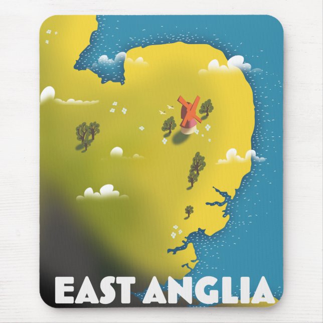 Ostanglia Reiseplakat. Postkartenwerbung Mousepad (Vorne)