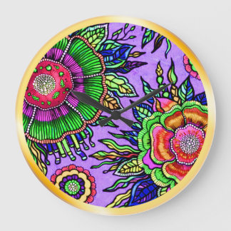 OSTARA: Mystic Violet- Maximalistische Kunstwanduh Große Wanduhr