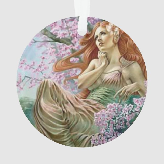 Ostara und Blütenbaum Ornament (Rückseite)
