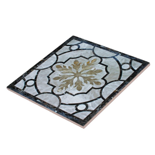 Ostblumenmarmormuster-grauliches Blau u. Gold Fliese (Seite)