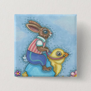 OSTBUNNY, CHICK WHIMSICAL HOLIDAY BUTTON Squ