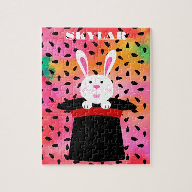 OSTBUNNY IN HAT PERSONALISIERT. JIGSAW PUZZLE (Vertikal)