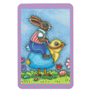 OSTBUNNY REITEN NIEDLICHE SCHICKE IN BLAUEN EGG, W MAGNET
