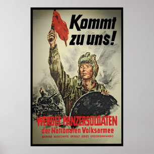 Ostdeutscher Propagandaposter Kommt zu uns! Panzer Poster