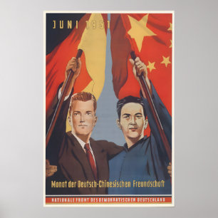 Ostdeutsches Propagandaplakat Deutsch-Chinesisch Poster