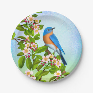 Ostdrossel in Apple blüht PapierTeller