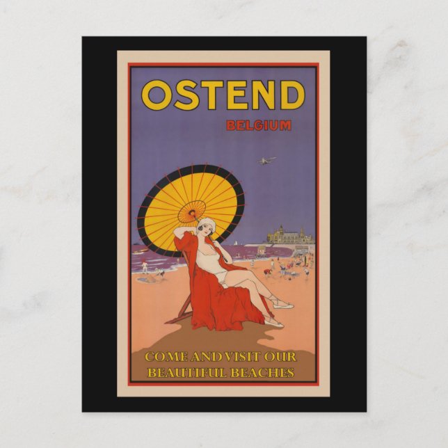 Ostende, Belgien, Vintage Reiseplakat, Postkarte (Vorderseite)