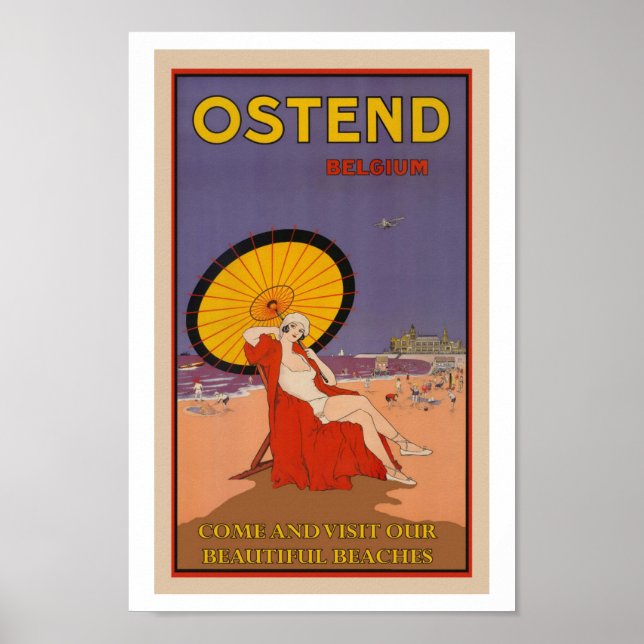 Ostende, Belgien Vintage Travel Poster (Vorne)