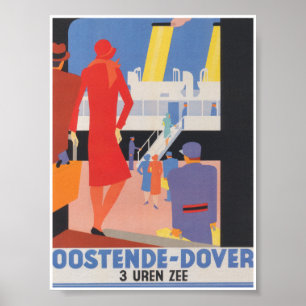 Ostende Dover Belgien Vintage Travel Poster