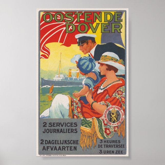 Ostende Dover Poster vintage 1920 (Devant)