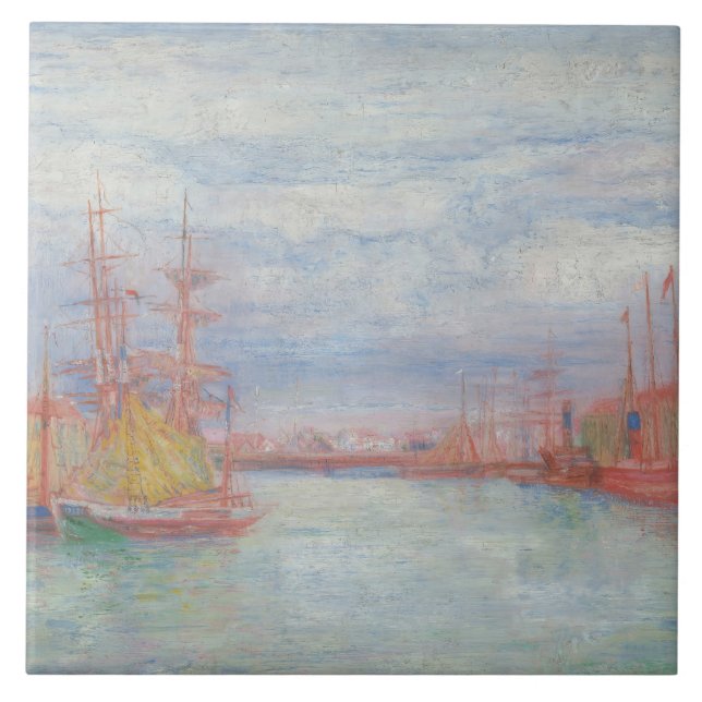 Ostende Harbor von James Ensor (1900) Fliese (Vorderseite)