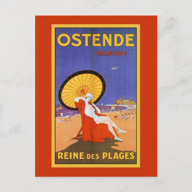 Ostende Königin der Strände 1920er Schönheit Somme Postkarte (Vorderseite)