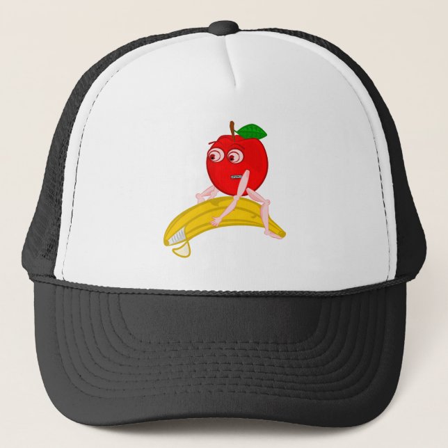 Osteopath Fruit Funny Apple Straighting a Banana Truckerkappe (Vorderseite)
