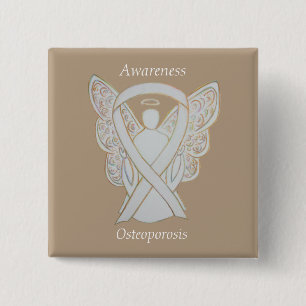 Osteoporose Bewusstsein Angel White Ribbon Art But Button
