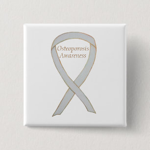 Osteoporose-Bewusstsein Weißer Band Kunsthandwerk Button