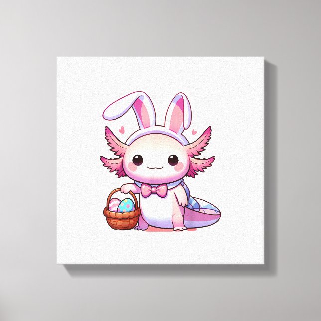 Oster Axolotl Hasenohren Eier T-Shirt Leinwanddruck (Vorderseite)