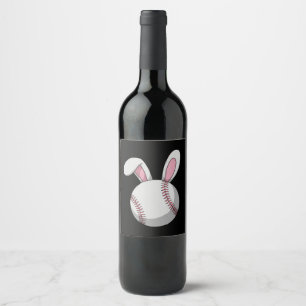 Oster-Baseball-Hase Süße Kaninchenohren Weinetikett