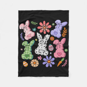 Oster-Blumen-Hase Boho Retro Blumen Hase Mädchen Fleecedecke
