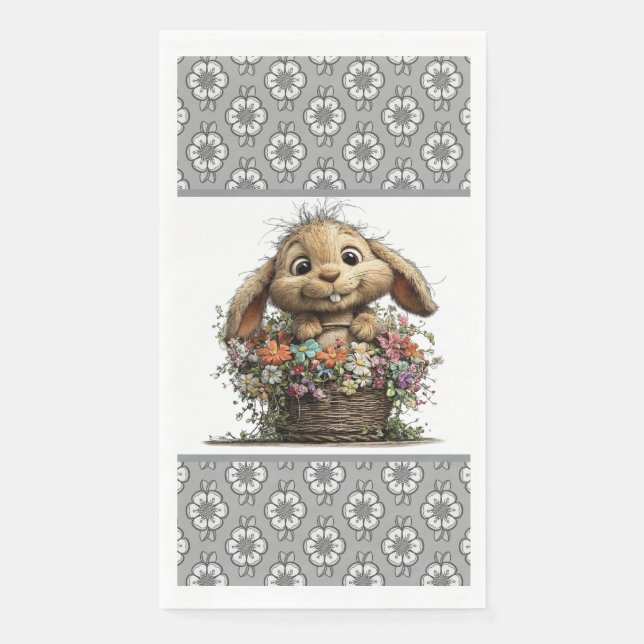 Oster-Blumen-Hasen-Papier-Serviette Serviette (Vorderseite)