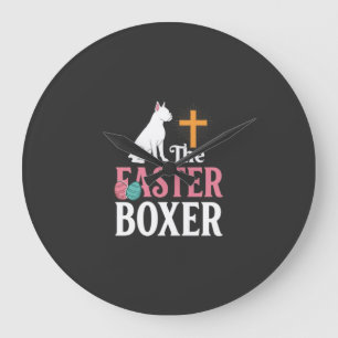 Oster-Boxer-Hund Vintage-Gravur-Shirt Große Wanduhr