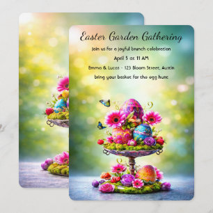 Oster-Brunch-Einladung Helle Blumen Frühling Einladung