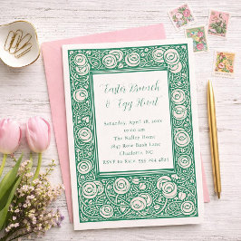 Oster-Brunch-Einladung mit rosa Rosenblüten Einladung
