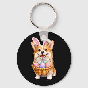 Oster-Corgi-Hund-Hase Süße Ostereier-Korb Schlüsselanhänger