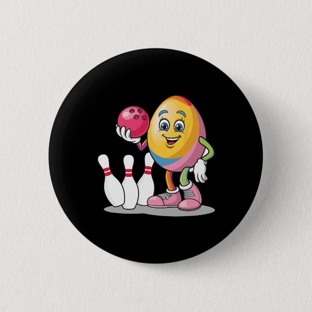 Oster-Ei Buntes Kostüm Bowling Spieler Team L Button (Vorderseite)