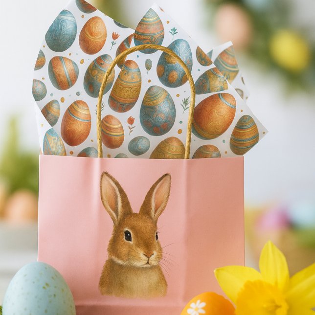 Oster-Ei-Muster Feiertag  Seidenpapier (Easter gift bag with vintage Easter egg pattern on white tissue paper. )
